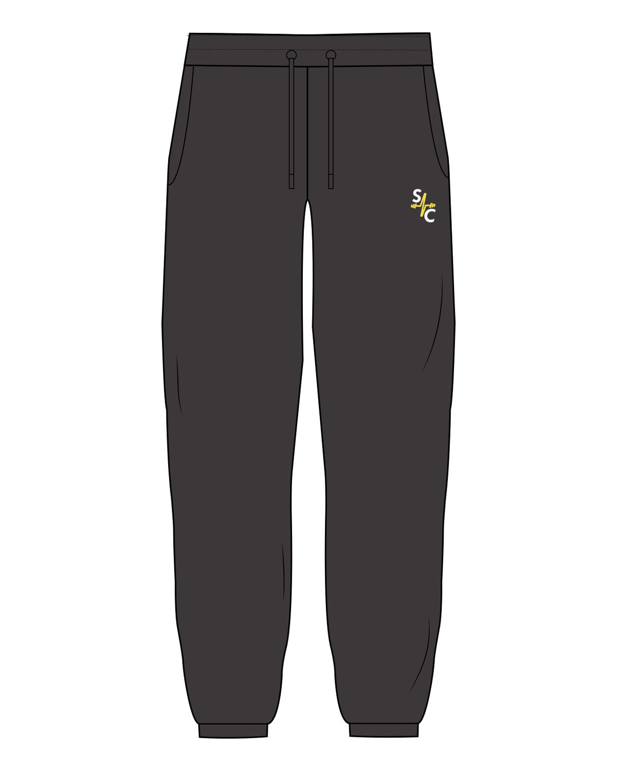 The Womens Classic Sweatpants - Washed Black - Sweat Circuit - Left Leg Pocket - Printed - Full Color