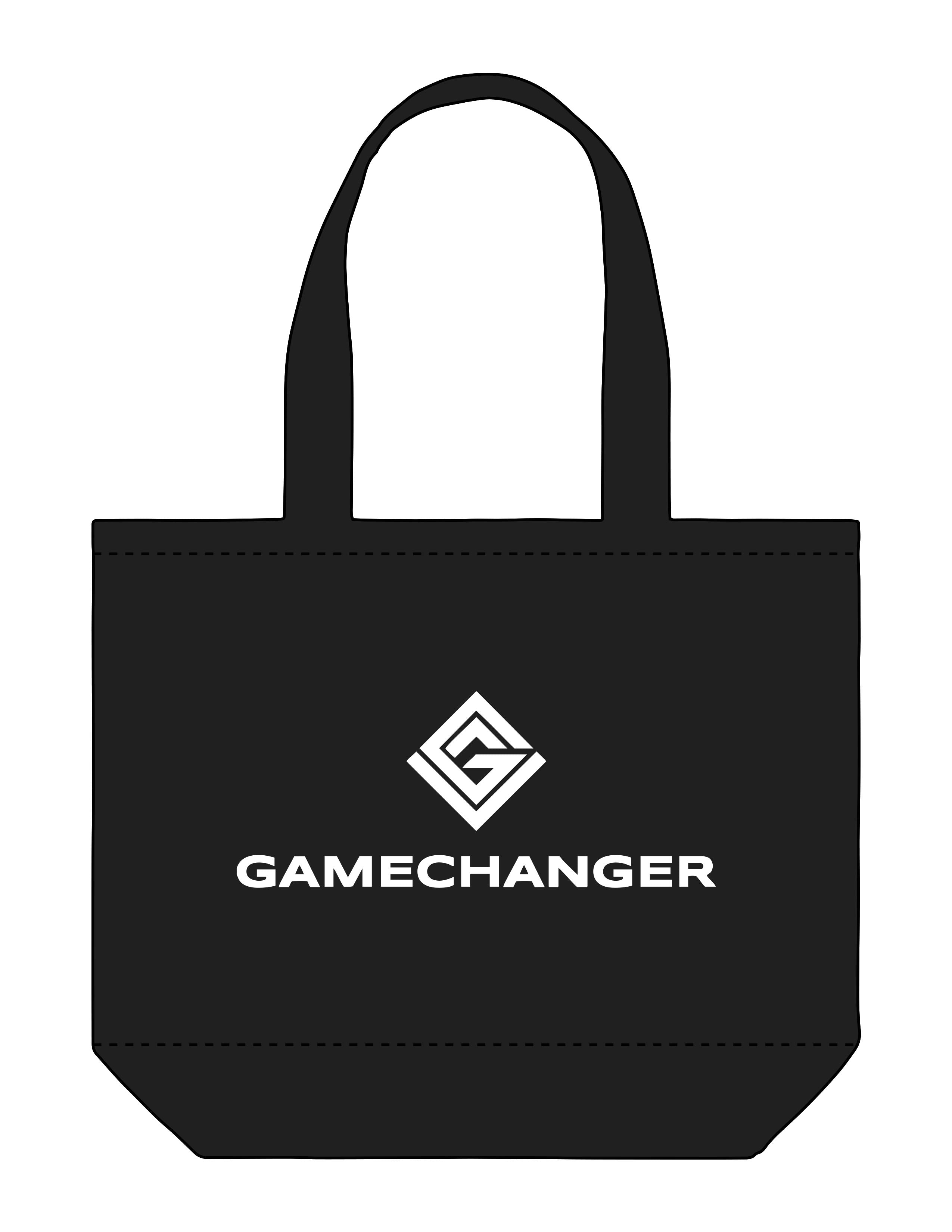 The Tote Bag - Black - Game Changer - Center Body Stacked - Printed - White
