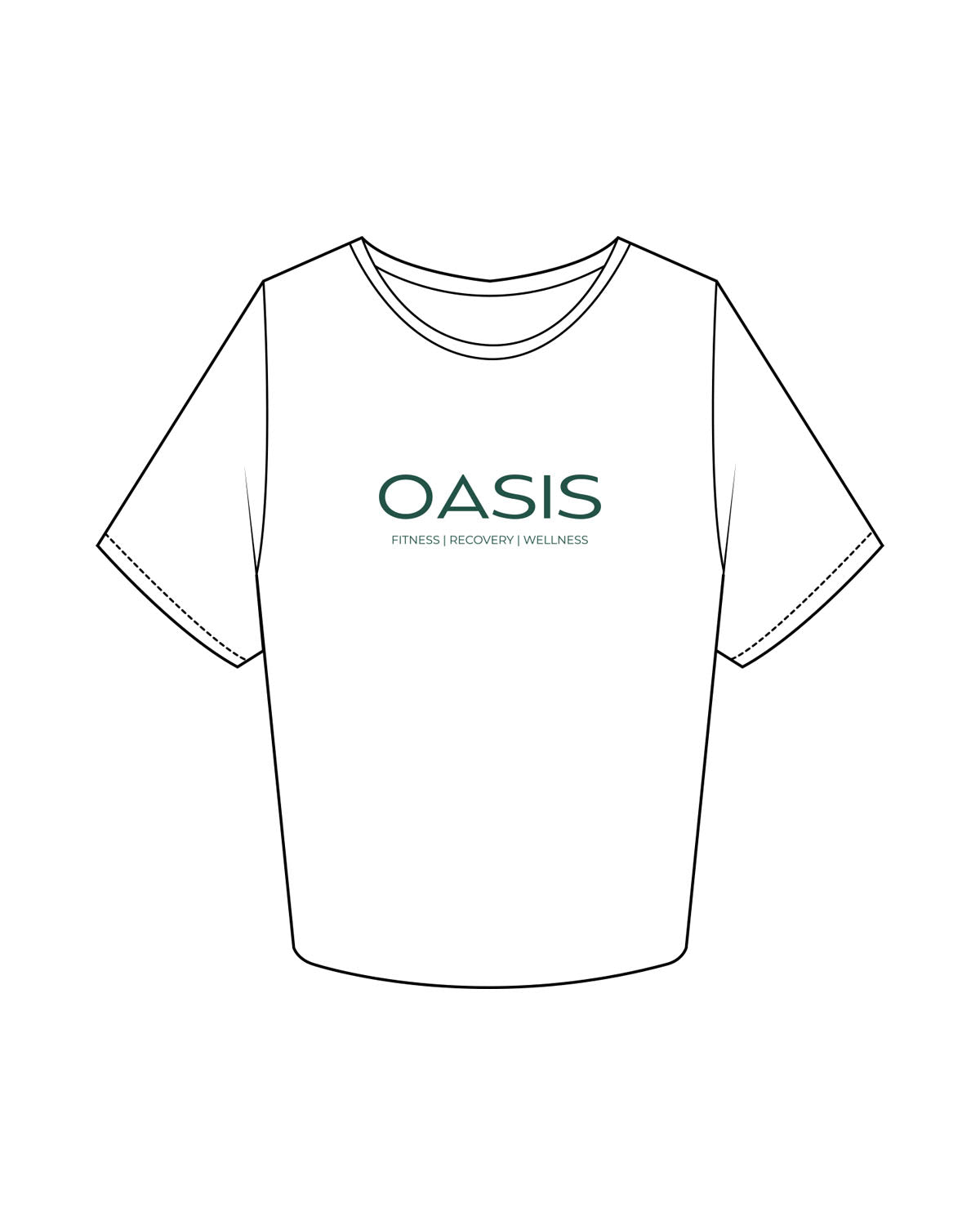 The Crop Tee - White - OCWC - Center Chest Stacked - Printed - Green