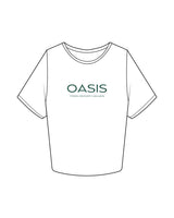 The Crop Tee - White - OCWC - Center Chest Stacked - Printed - Green