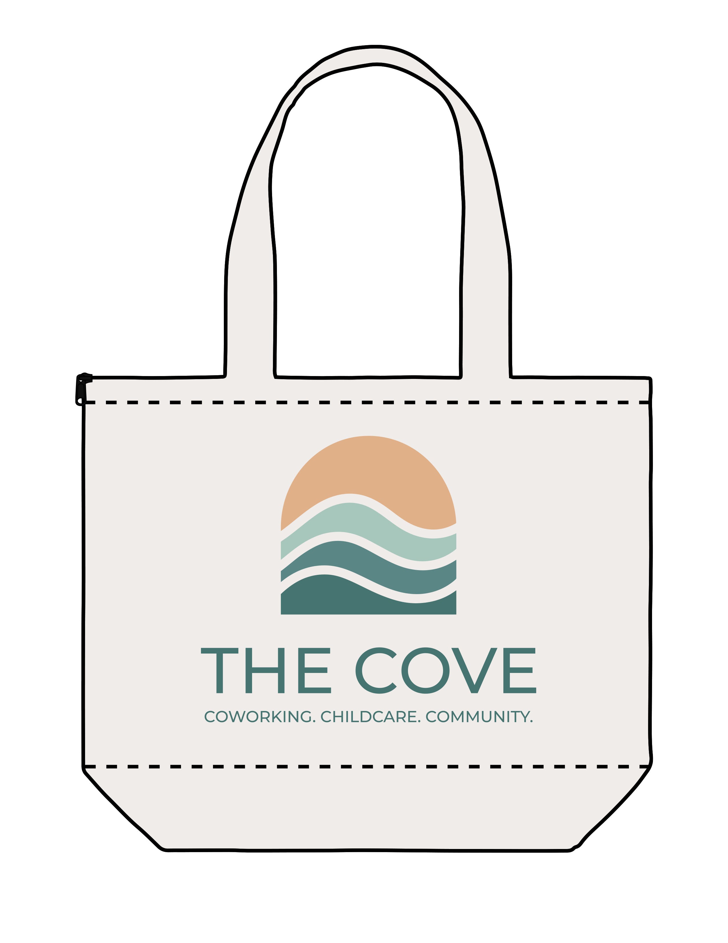 The Zipper Tote Bag - Natural - The Cove - Center - Cove - Printed - Full Color
