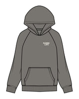 The Mens Hoodie - Washed Gray - Barre Life - Left Chest - Back Center - Printed - Off White