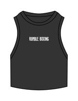 The Ribbed Crop Tank - Washed Black - Rumble - Center Chest - Embroidered - White