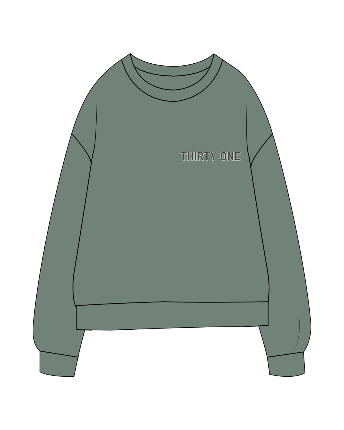 The Midweight Unisex Crewneck - Washed Alpine - 31Theraphy - Winnetka - Left Chest & Bakc Stacked - Full Color