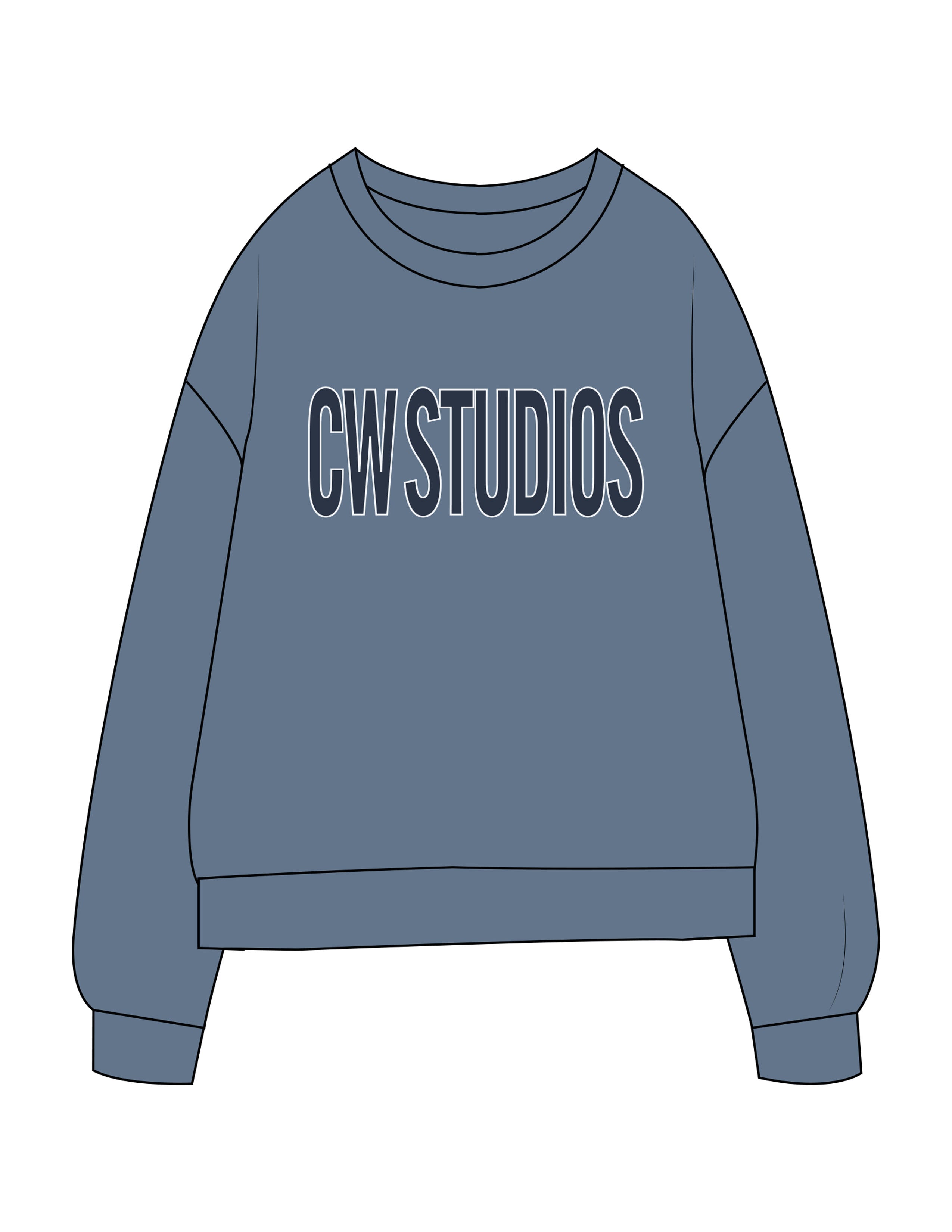 The Midweight Unisex Crewneck - Washed Slate - C Wickson - Center Chest - Printed - Full Color