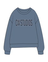 The Midweight Unisex Crewneck - Washed Slate - C Wickson - Center Chest - Printed - Full Color