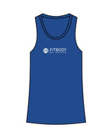 The Womens Full Length Tank - Royal - Krista - Center Chest - Upper Back - Printed - White