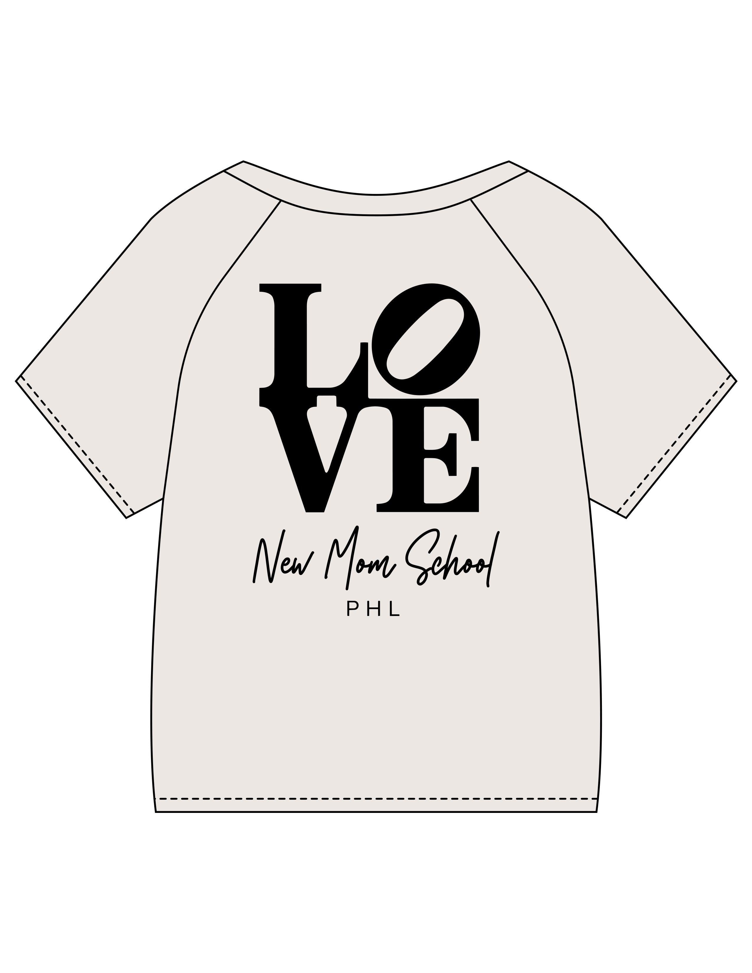 The Kids Tee - Bone - New Mom School - Left Chest & Back Stacked - Printed - Black
