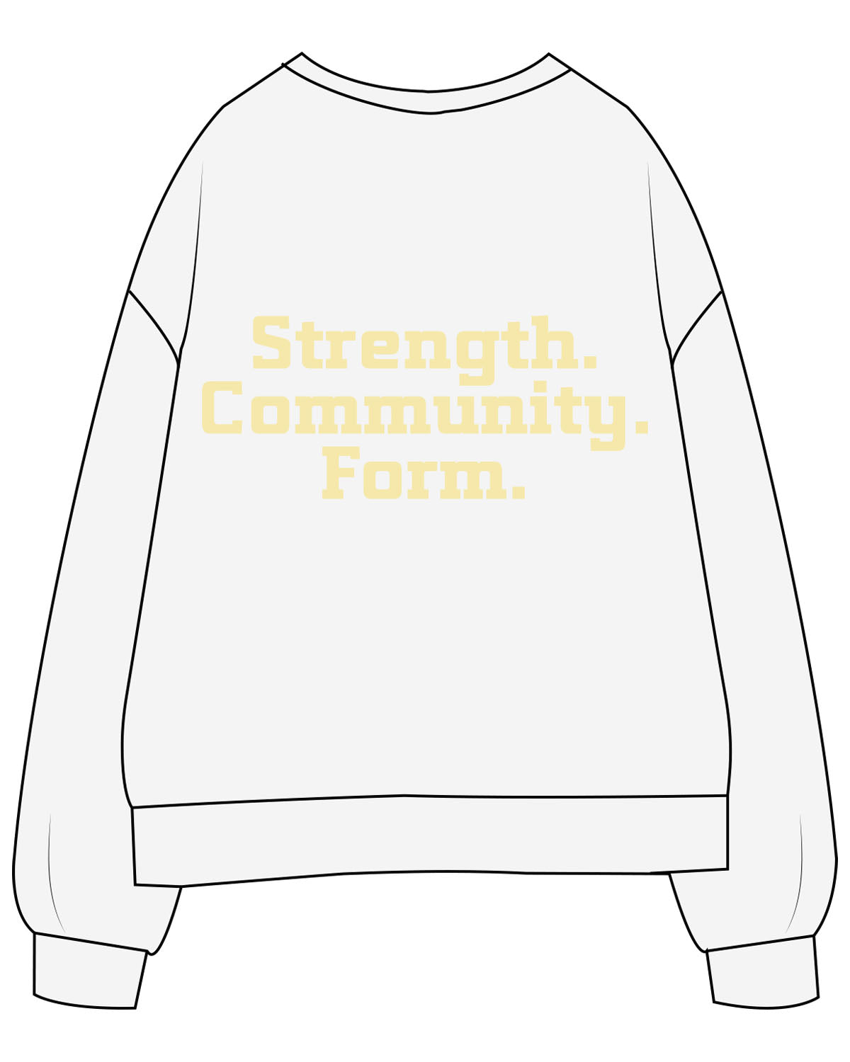 The Mens Classic Crewneck - White Heather - Lagree Fit Studio - Center Chest - Back Center - Printed - Butter Yellow