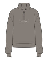 The Womens 1/4 Zip - Washed Gray - Elevate Pilates - Center Chest - "ELEVATE" Logo - Embroidered - Off White