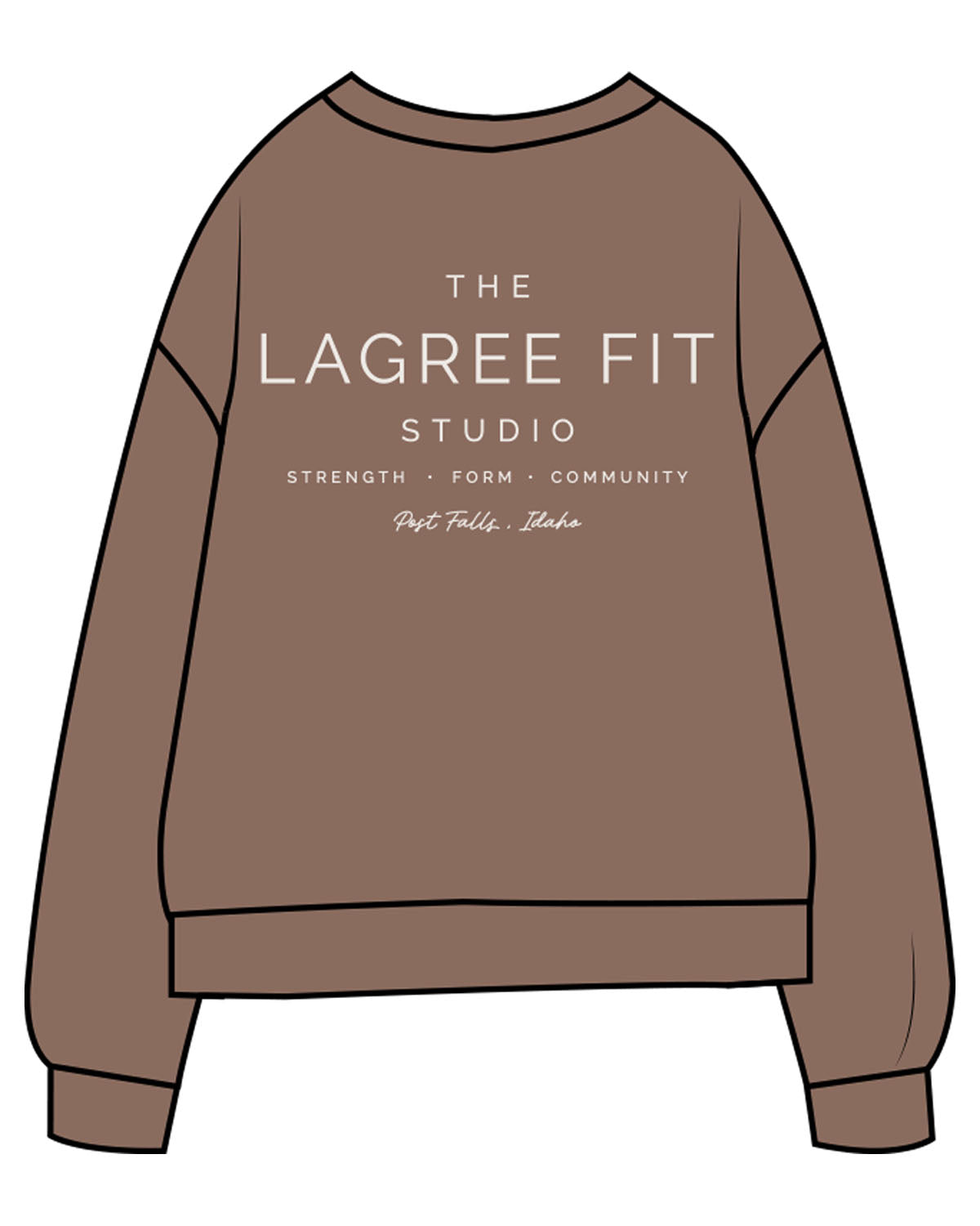 The Midweight Unisex Crewneck - Washed Clay - Lagree Fit Studio - Left Chest & Back Stacked - Printed - Bone