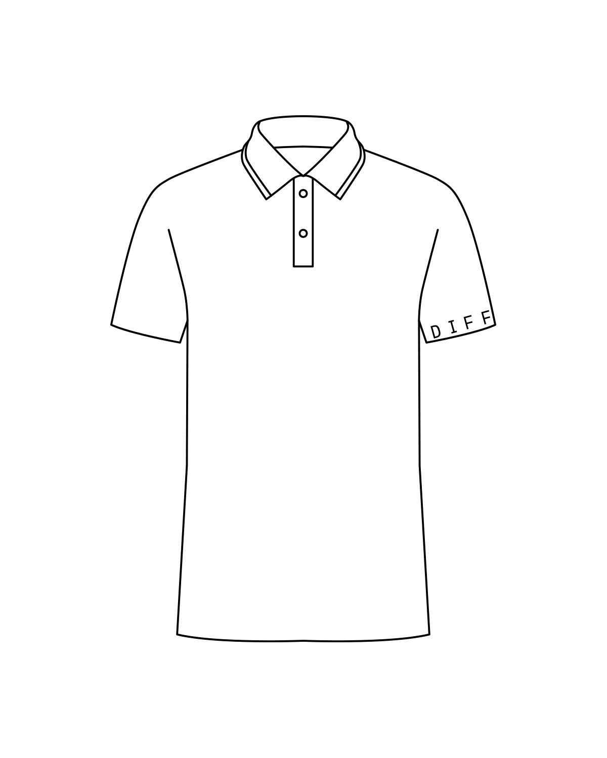 The Mens Polo - White - DiffEyewear - Left Sleeve - DIFF - Printed - Black