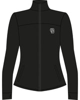 The Womens Zip Jacket - Black - Pilates Powerhouse - Left Chest - Icon - Printed - White