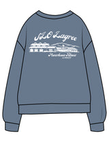The Midweight Unisex Crewneck - Washed Slate - Powerhouse Fitness - Left Chest EMB & Back Stacked "LAGREE" Printed - White