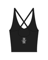 The Sporty Strappy Tank - Black - HeartCore - Left Chest - Back Center - Printed - White