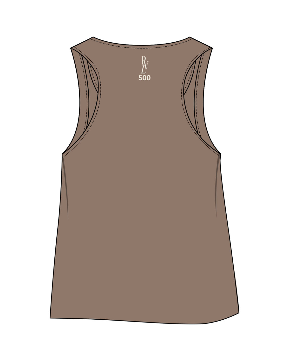 The Crop Tank - Cacao - Revel Method - Center Chest Stacked - Back Neckline - Printed - OffWhite