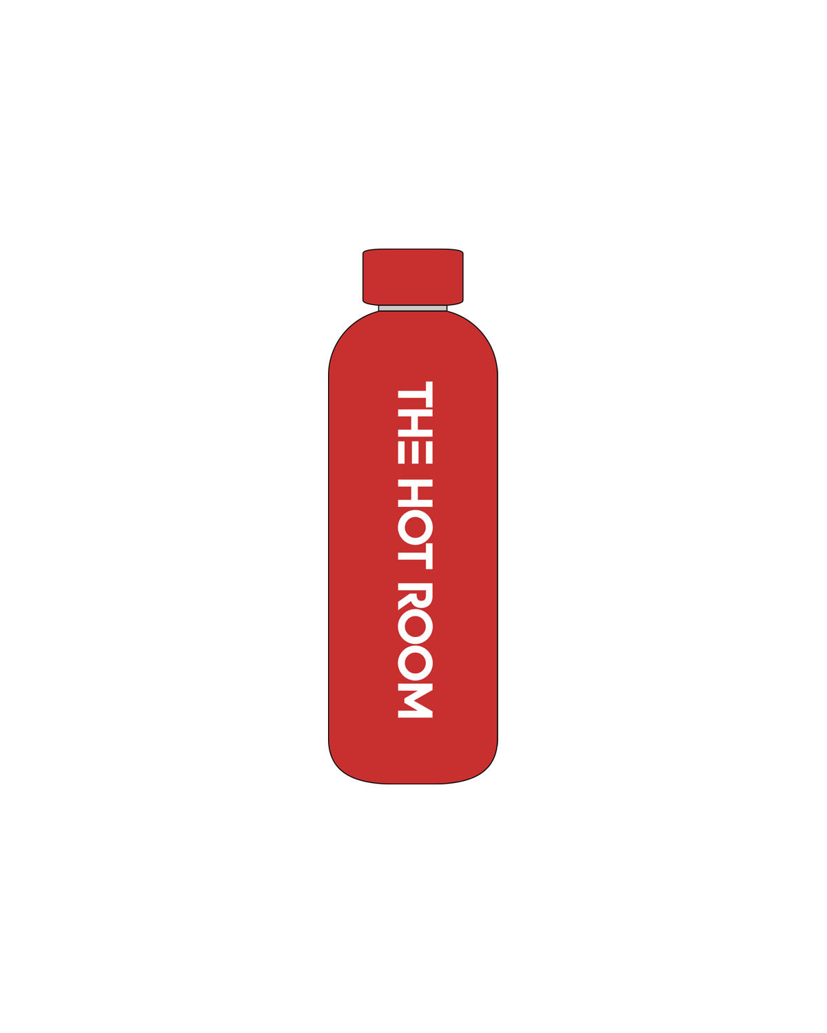The Water Bottle - Red - The Hot Room - Center Vertical - Printed - White