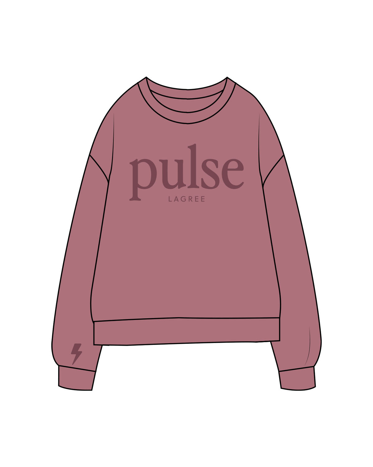 The Midweight Unisex Crewneck - Washed Maroon - Pulse Lagree Fitness - Center Chest & Right Wrist - Printed - Tone on Tone