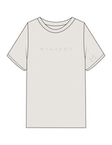 The Mens Heavyweight Tee - Washed Bone - MegaCorps - Center Chest & Left Sleeve - Back Stacked - Printed - Tone on Tone