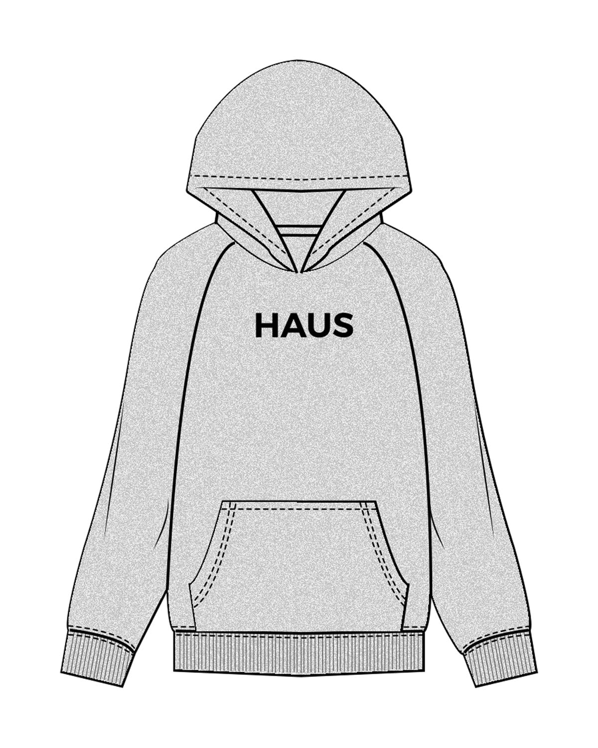The Mens Hoodie - Heather - Haus of Fitness - Center Chest - Printed - Black