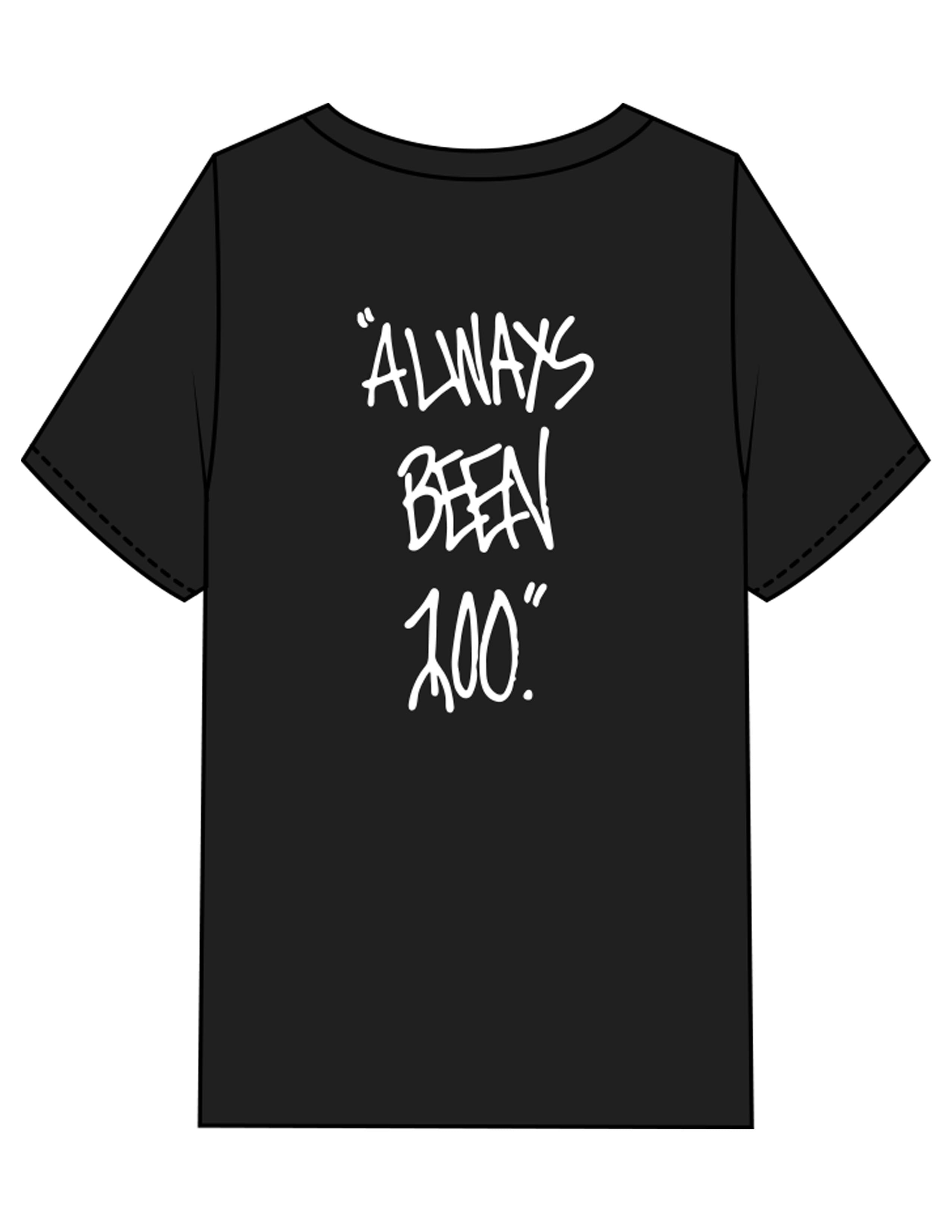 The Mens Heavyweight Tee - Black - 1800-SF - Center Chest & Back Stacked - Printed - White