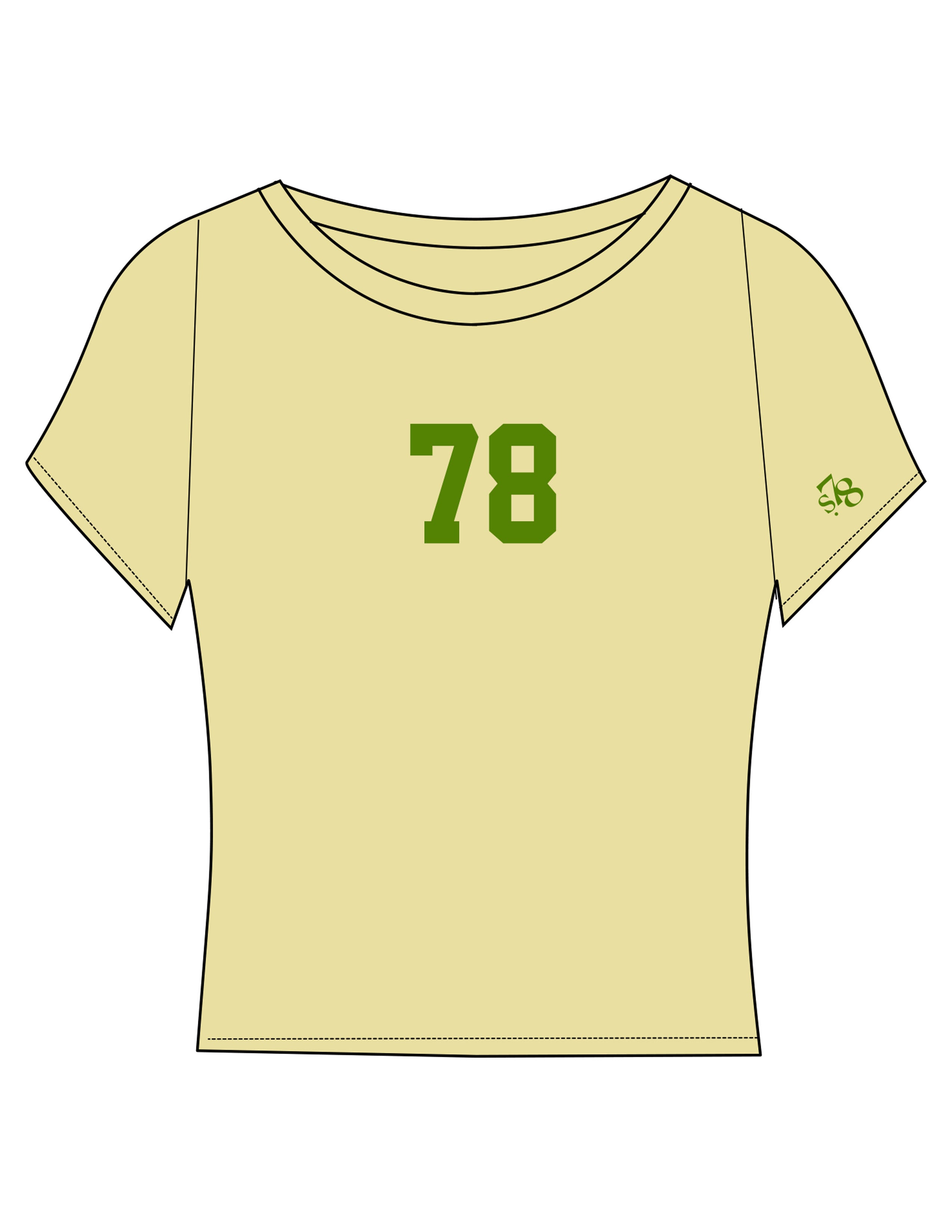 The Sporty Crop Short Sleeve - Yellow - Studio 78 - Center Chest & Left Sleeve - Printed - Green
