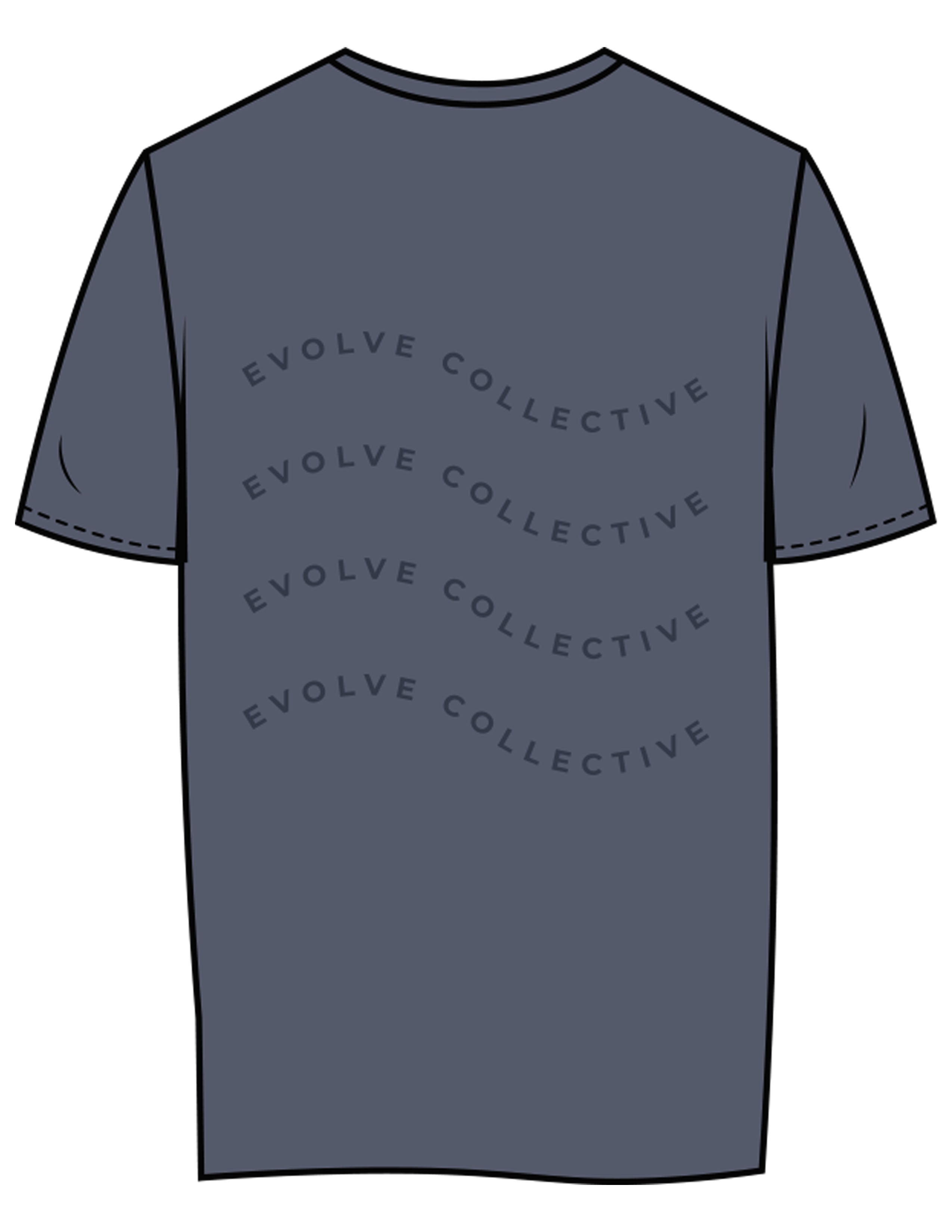 The Womens Tee - Petrol - Evolve Collective - Left Chest & Back Stacked Wavy - Printed - Tone on Tone