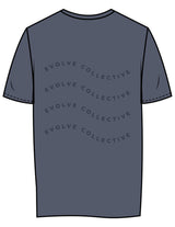 The Womens Tee - Petrol - Evolve Collective - Left Chest & Back Stacked Wavy - Printed - Tone on Tone