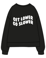 The Recycled Unisex Crewneck - Black - MegaBarre - Center Chest & Back Wavy "SLOWER" - Printed - Full Color