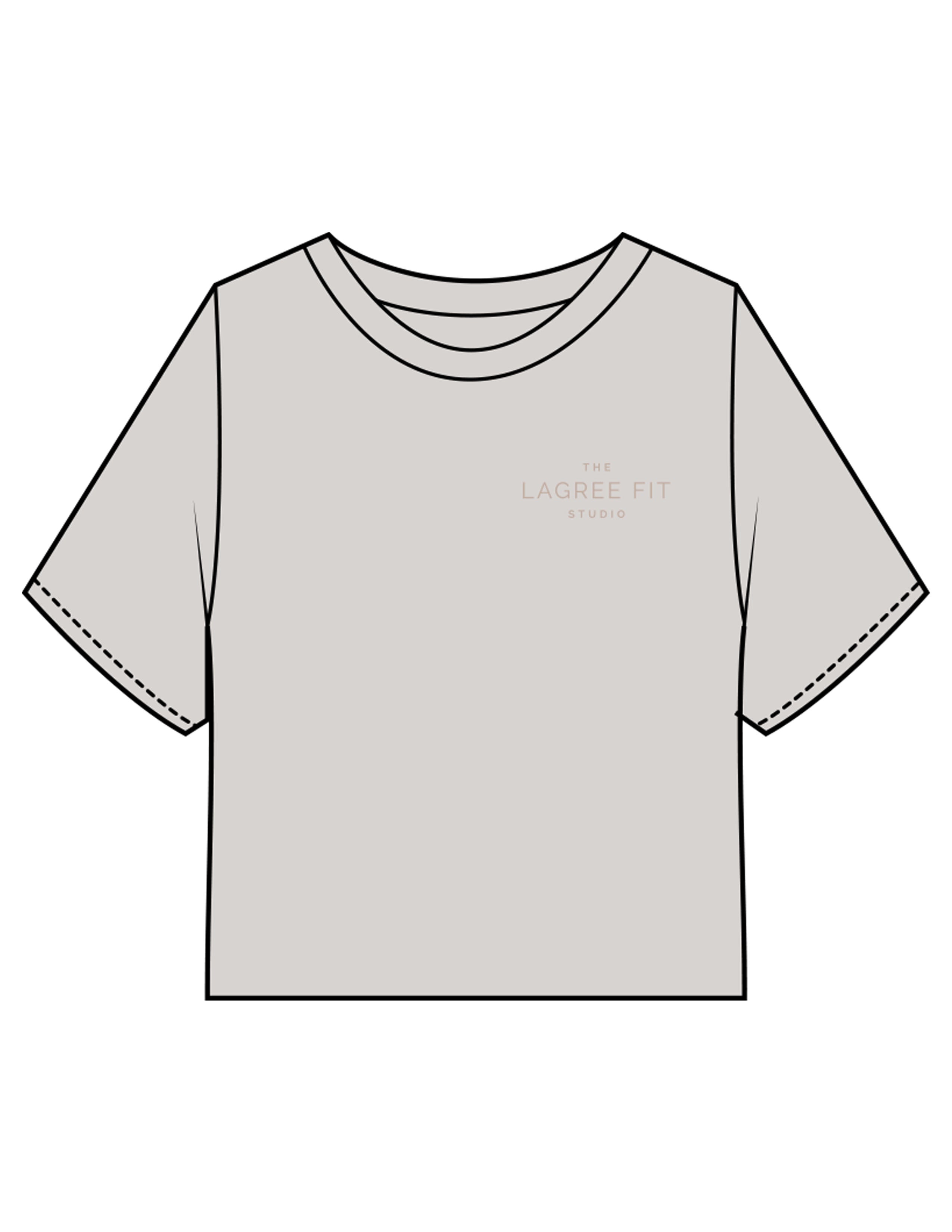 The Heavyweight Crop Tee - Washed Bone - Lagree Fit Studio - Left Chest Stacked & Back Stacked - Printed - Washed Cement