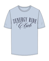 The Mens Tee - Powder - ZENERGY CYCLING - Center Chest Stacked - Printed - Indigo Blue