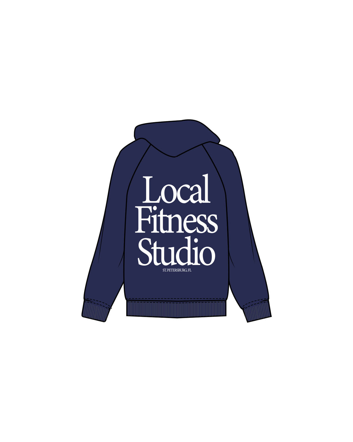 The Mens Hoodie - Cobalt - Local Lagree - Left Chest Stacked & Center Back - Printed - White