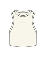 The Ribbed Crop Tank - Off White - Body Lab - Center Chest - Embroidered - Tone on Tone