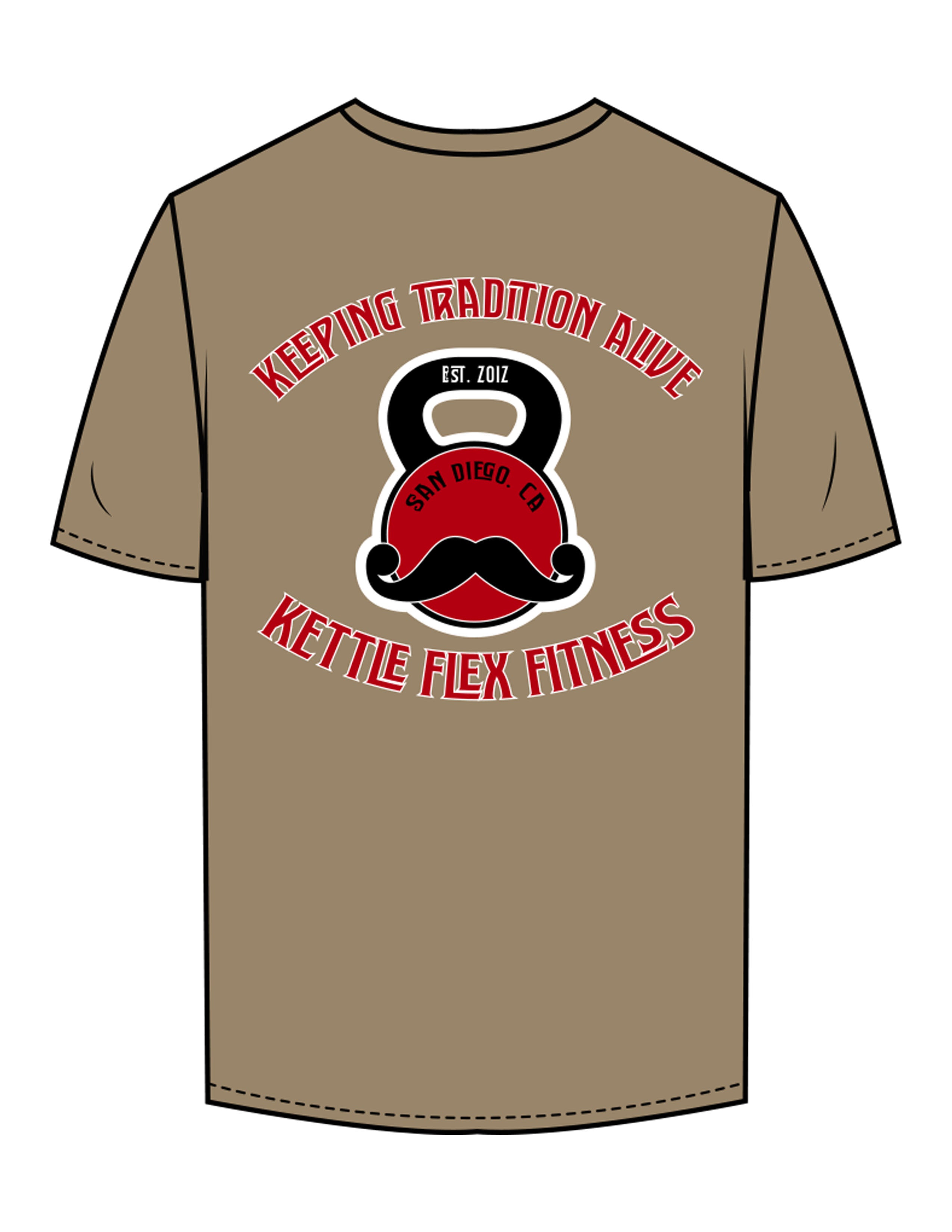 The Mens Tee - Sand - KettleFlex - Center Chest & Back Stacked - Printed - Full Color