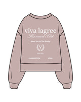 The Womens Heavyweight Crop - Mauve - Viva Lagree - Left Chest & Back Stacked - Printed - Full Color
