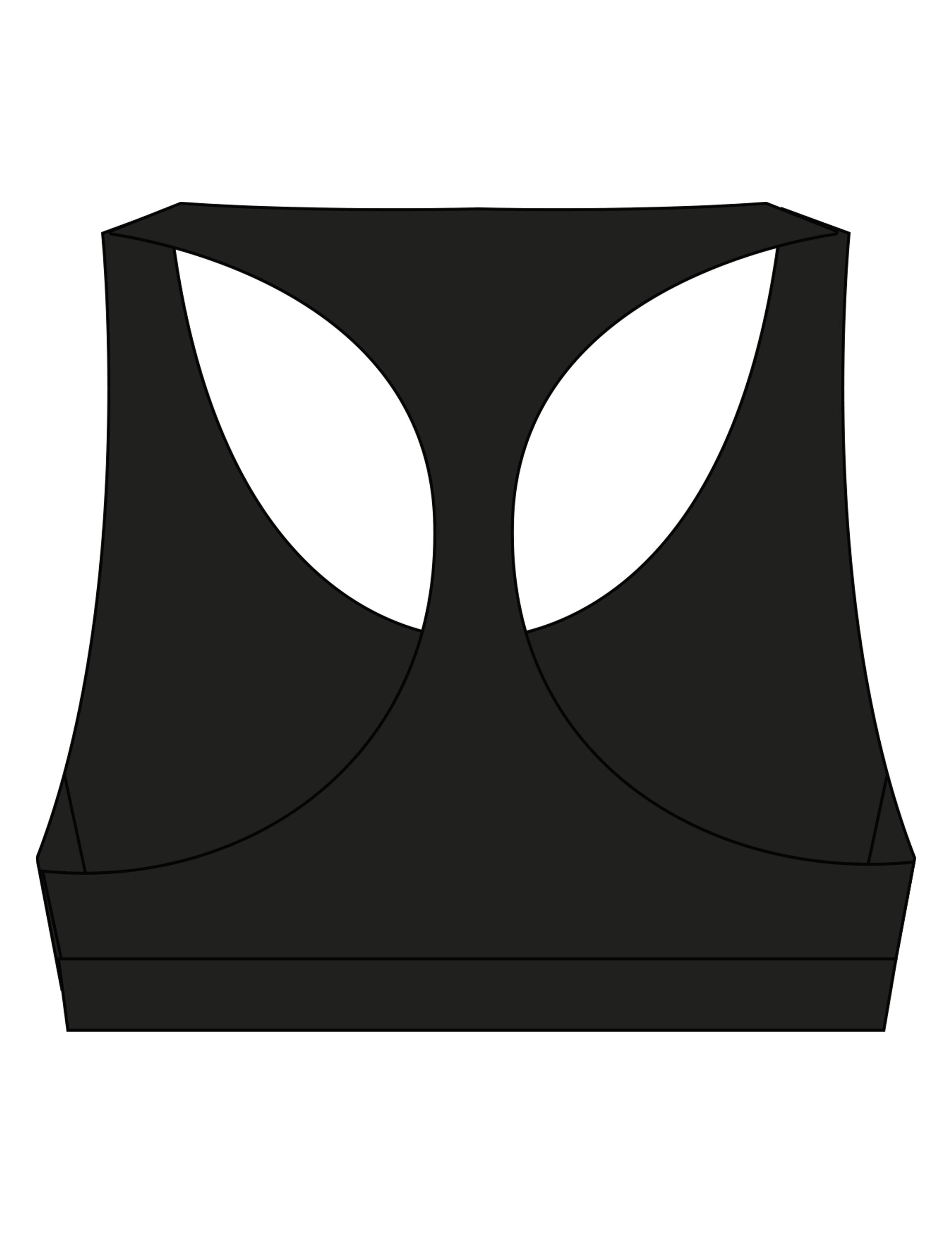 The Racer Bra - Black - Rush Cycle Studio - Center Chest Stacked - Printed - Full Color