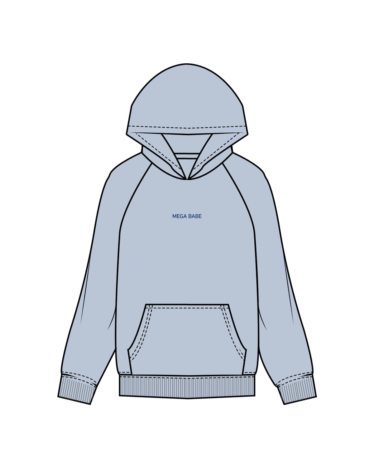 The Womens Hoodie - Powder - Megafit House - Center Chest & Back Stacked - Printed - Royal Blue