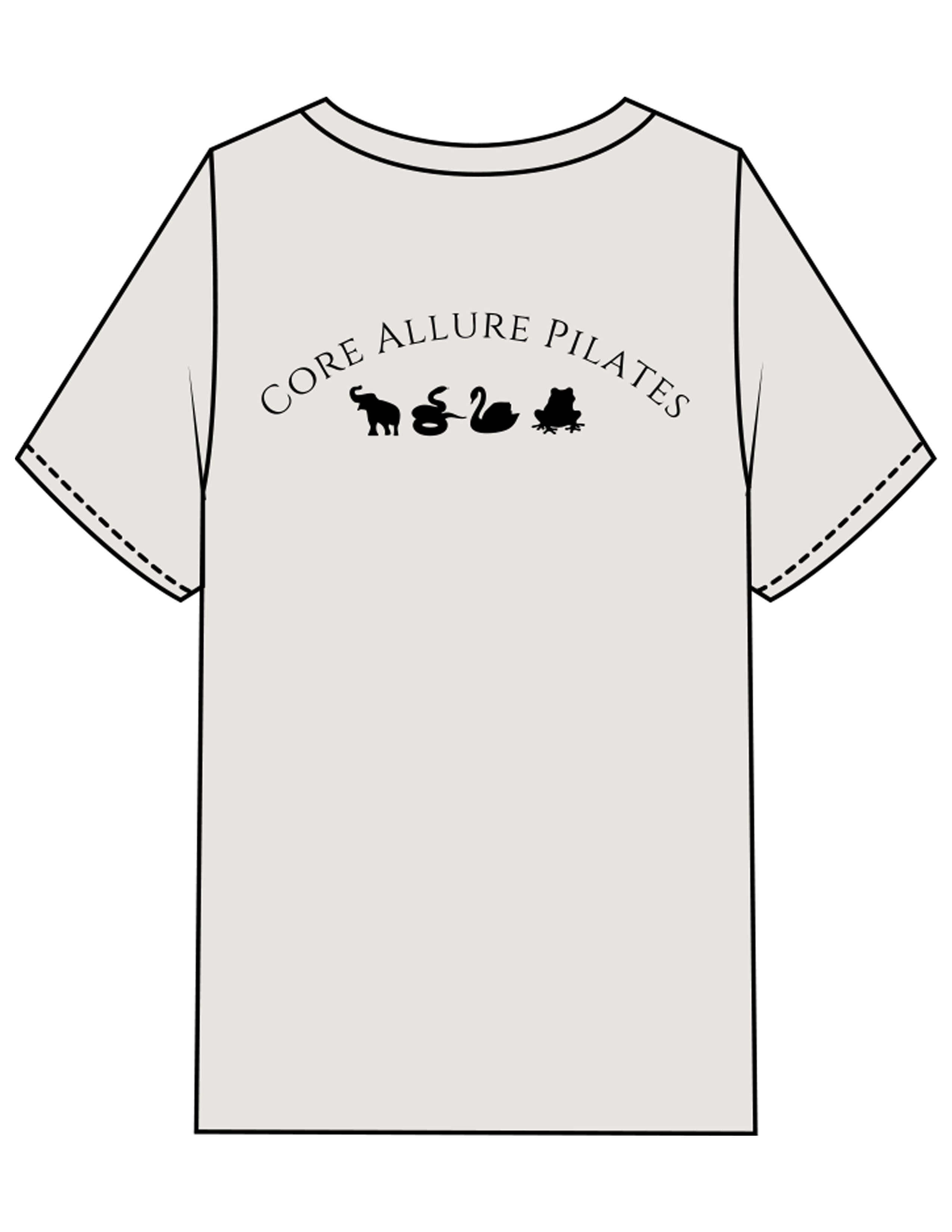 The Mens Heavyweight Tee - Washed Bone - Core Allure Pilates - Left Chest Arc Stacked & Back Arc Stacked - Printed - Black