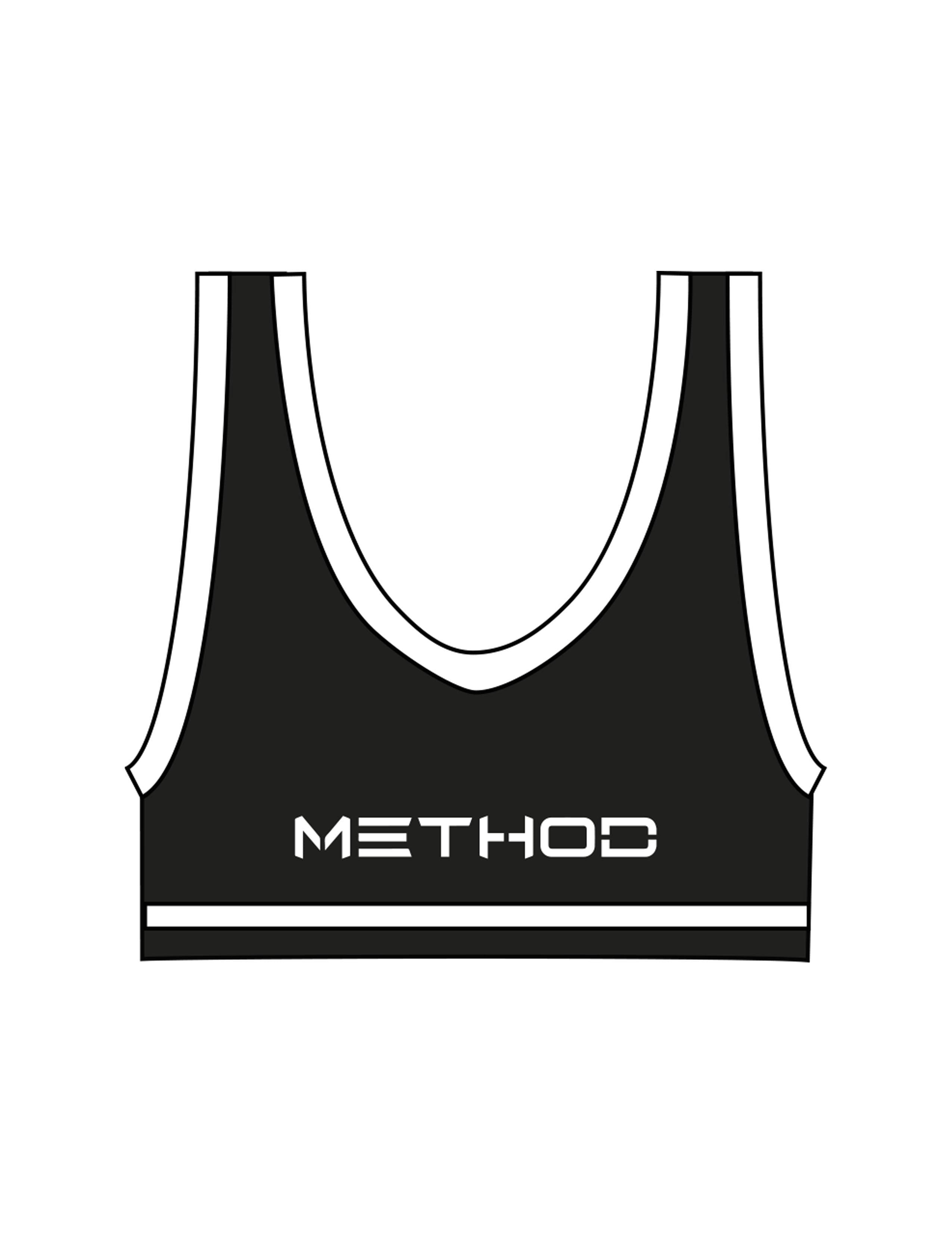 The Piped Bra - Black - TML - Left Chest & Center Back - Printed - White