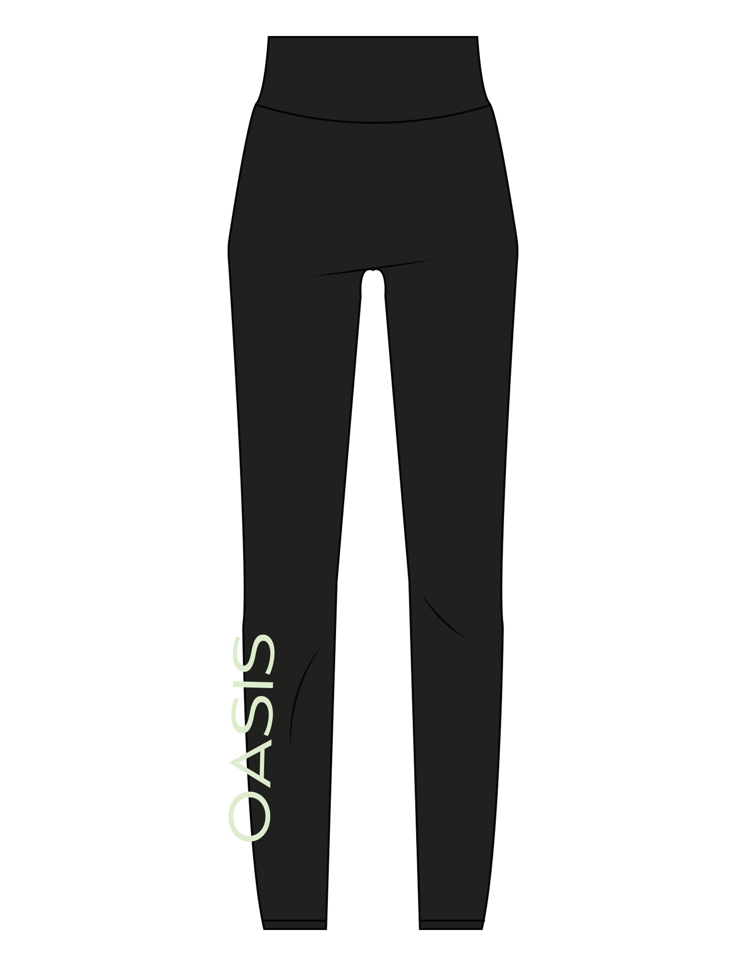 The Basic Legging - Black - OCWC - Right Leg - Printed - Fern