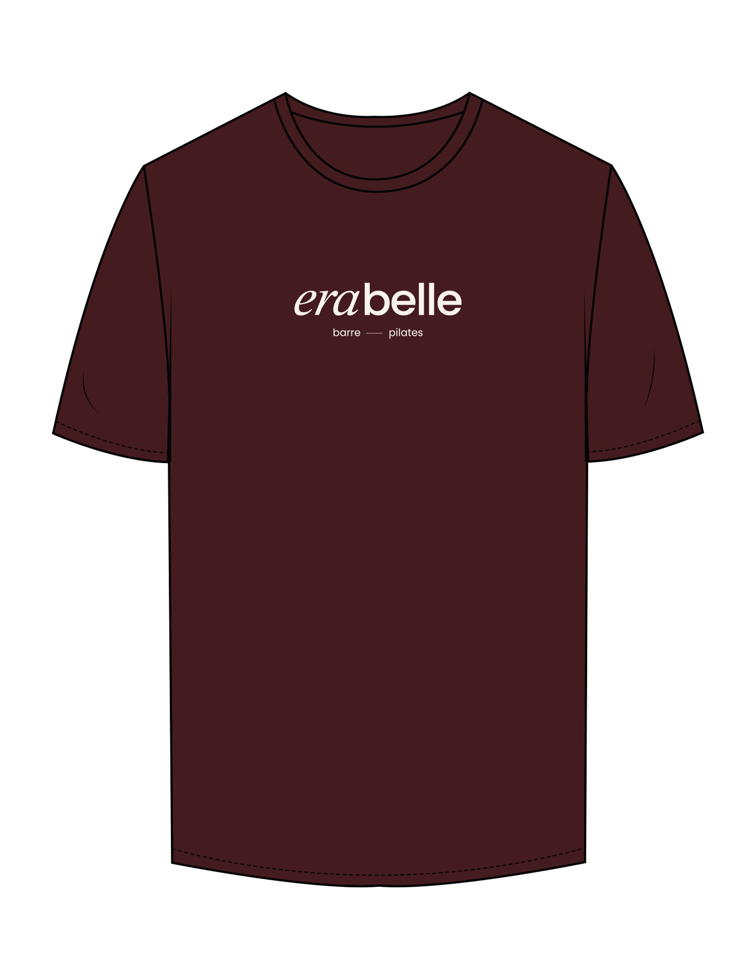 The Mens Tee - Maroon - Erabelle - Center Chest Stacked - Printed - White