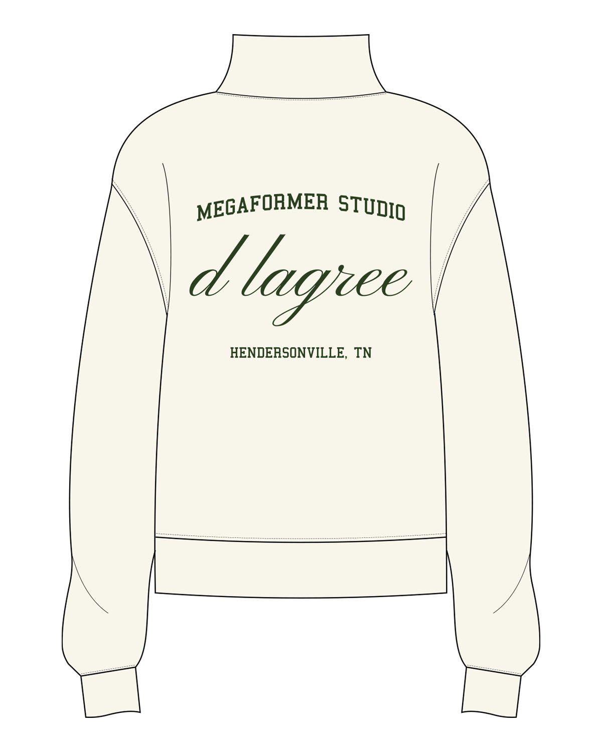 The Mens 1/4 Zip - Off White - D Lagree - Chest Arc & Back Stacked - Printed - Green