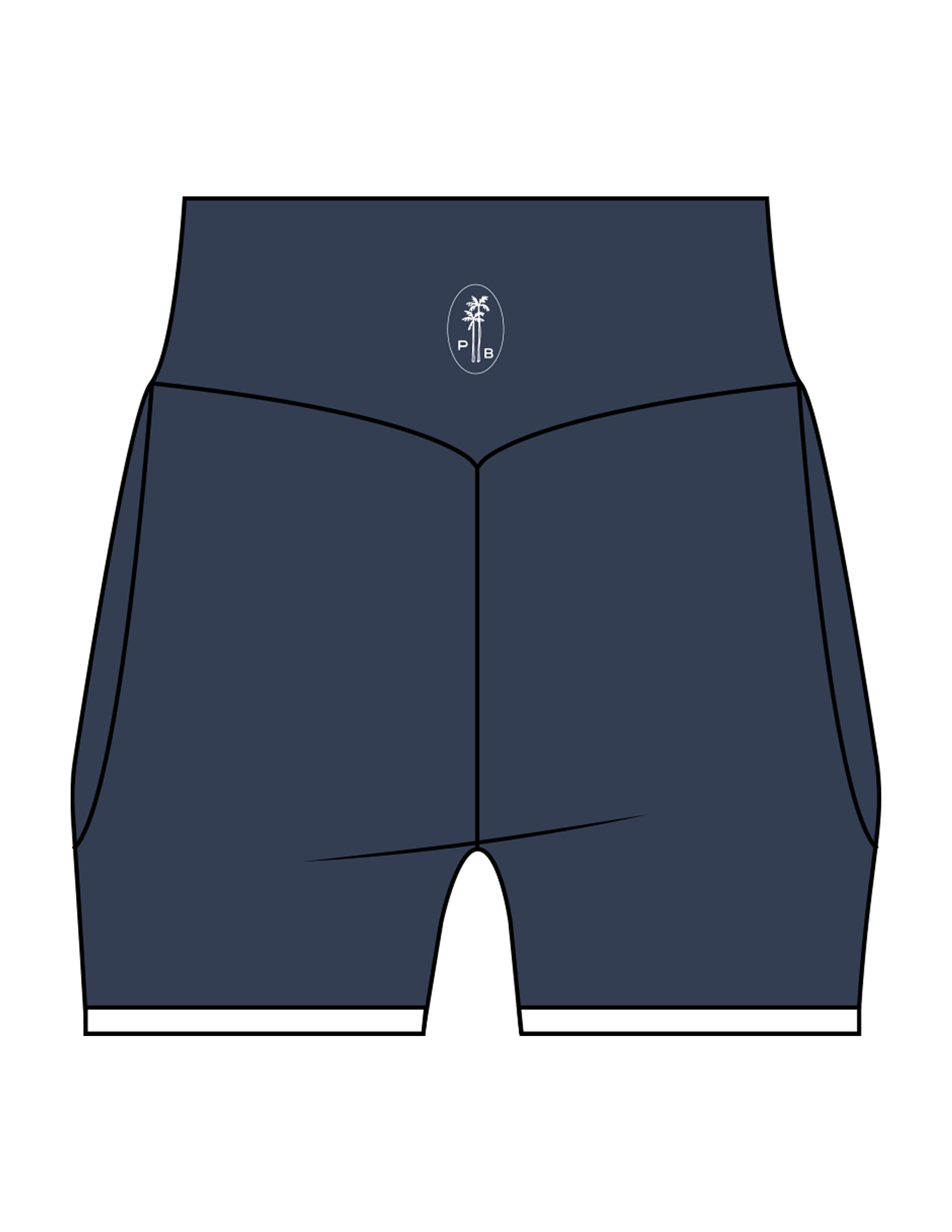 The Piped Crossover Short - Navy - Pilates Plus PB - Back Waistline - Printed - White