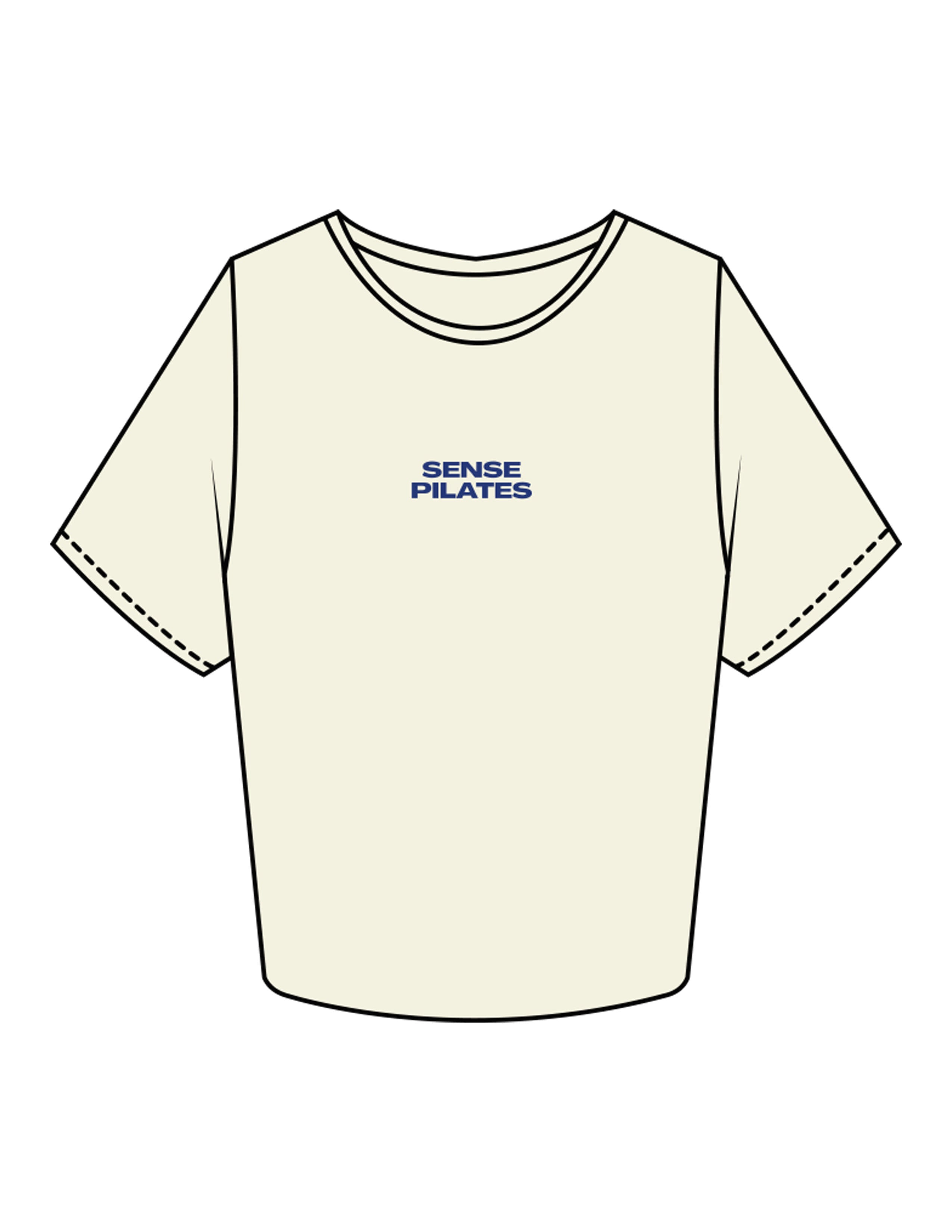 The Crop Tee - Butter - Sense Pilates - Center Chest Stacked - Printed - Blue