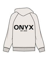 The Mens Hoodie - Washed Bone - Onyx Fit - Left Chest & Front Pocket - Back Stacked - Printed - Black