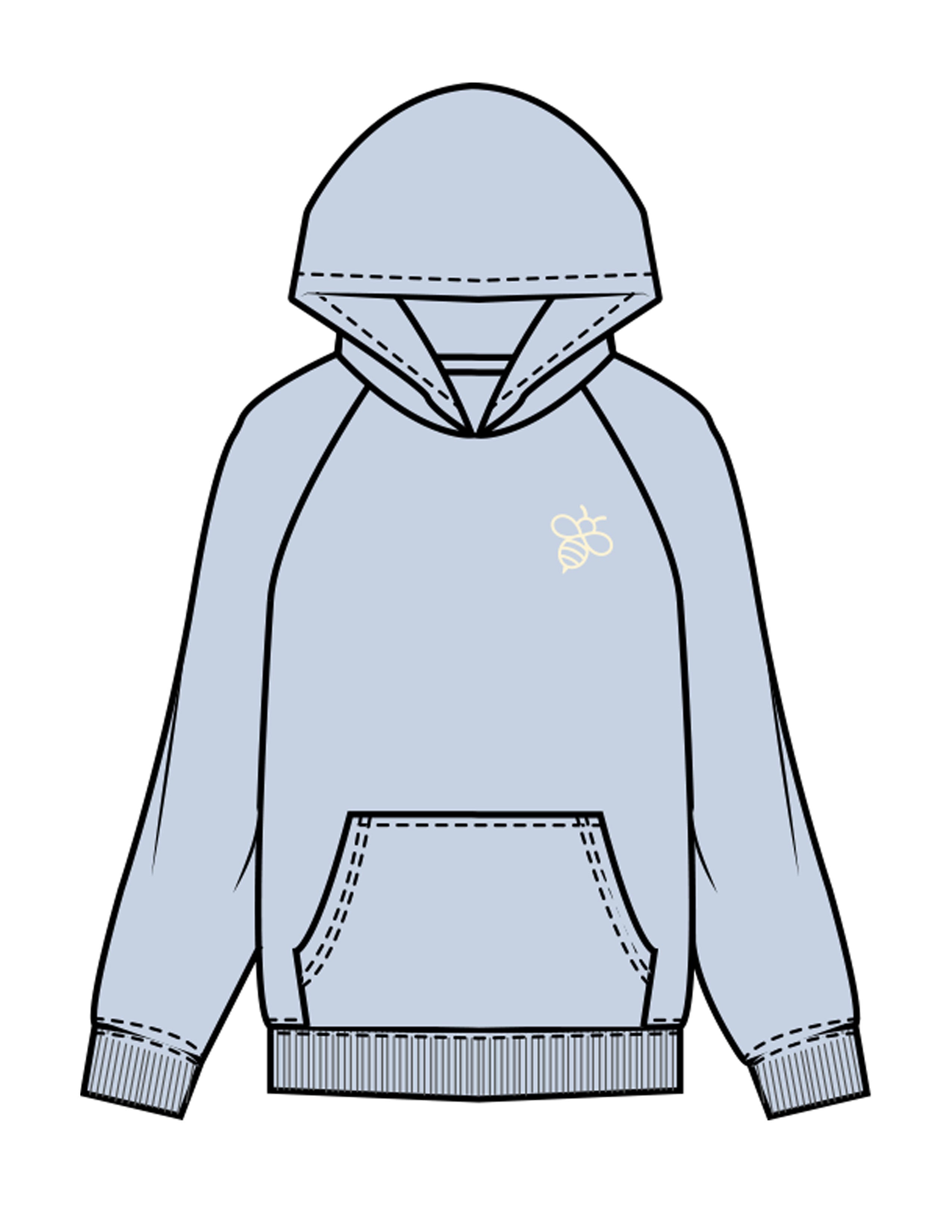 The Mens Hoodie - Powder - The Hive - Left Chest & Back Stacked - Printed - Light Yellow