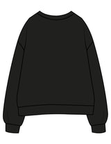 The Womens Crewneck - Black - Refined Movement - Center Chest Stacked - Printed - White