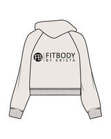 The Womens Crop Hoodie - Bone - Krista - Left Chest & Back Stacked - Printed - Charcoal