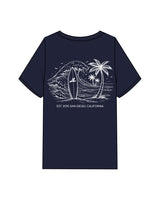 The Mens Heavyweight Tee - Navy - JL Marketing - Left Chest Stacked - Back Center - Printed - White