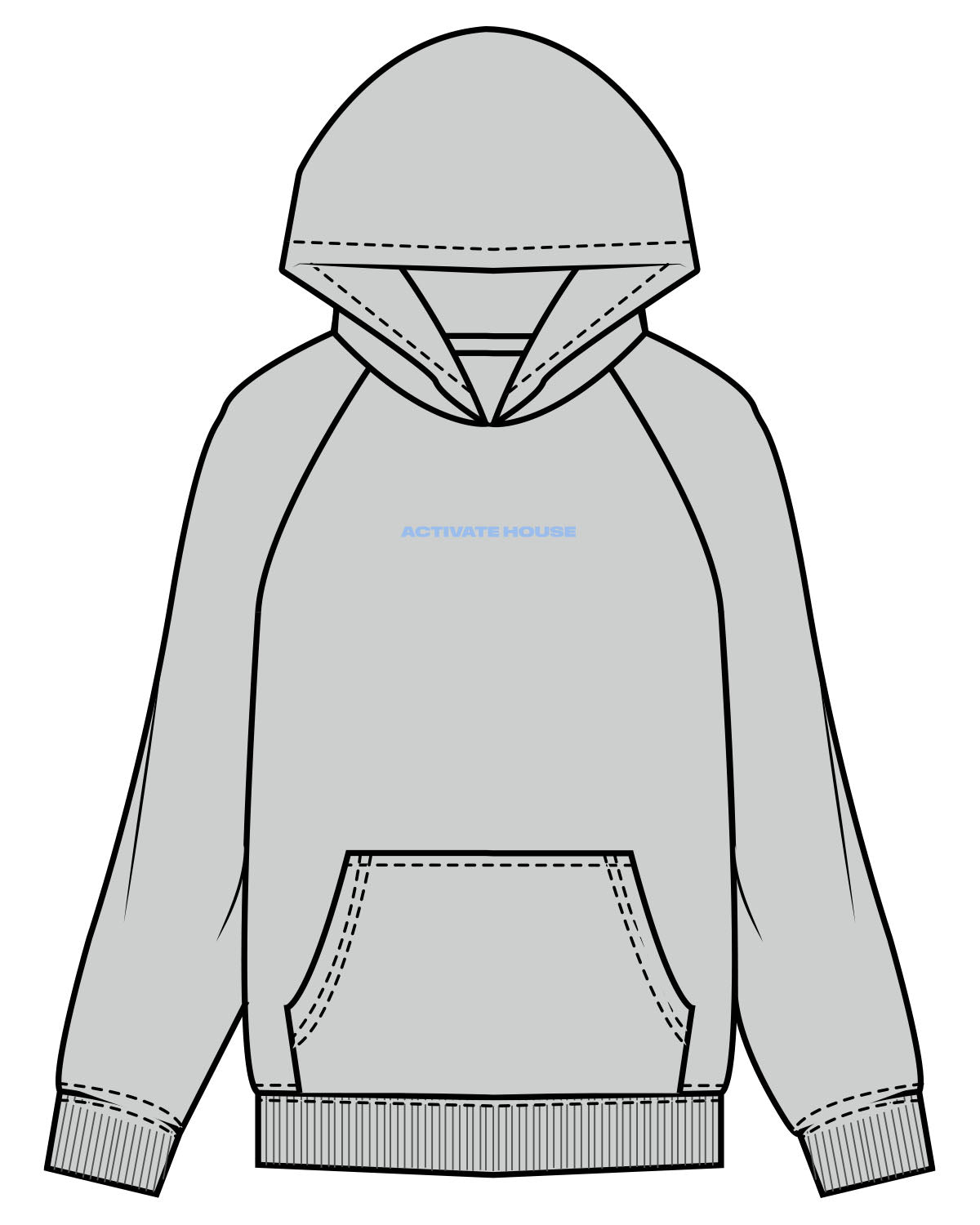 The Womens Hoodie - Storm - Activate House - Center Chest - Printed - Blue